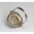 vechi inel yemenit. argint filigranat & turcoaz "fused glass". argint 1000. manufactura
